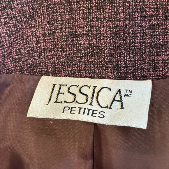 Jessica Petites Zip Front Collared Blazer Suit Jacket Purple/Black 16P - Picture 6 of 8